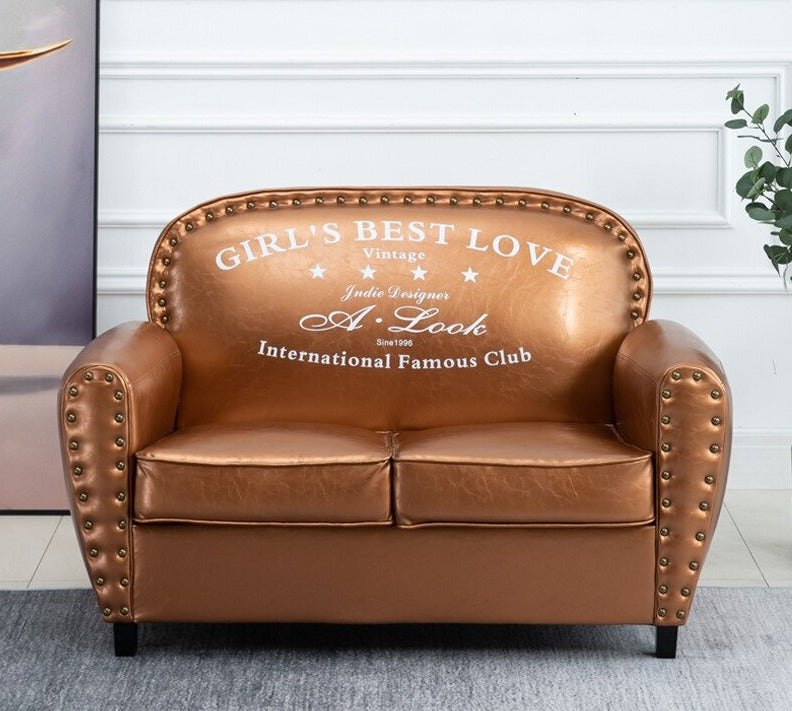 Club Chair Double Retro Leather Living Room Club Chairs