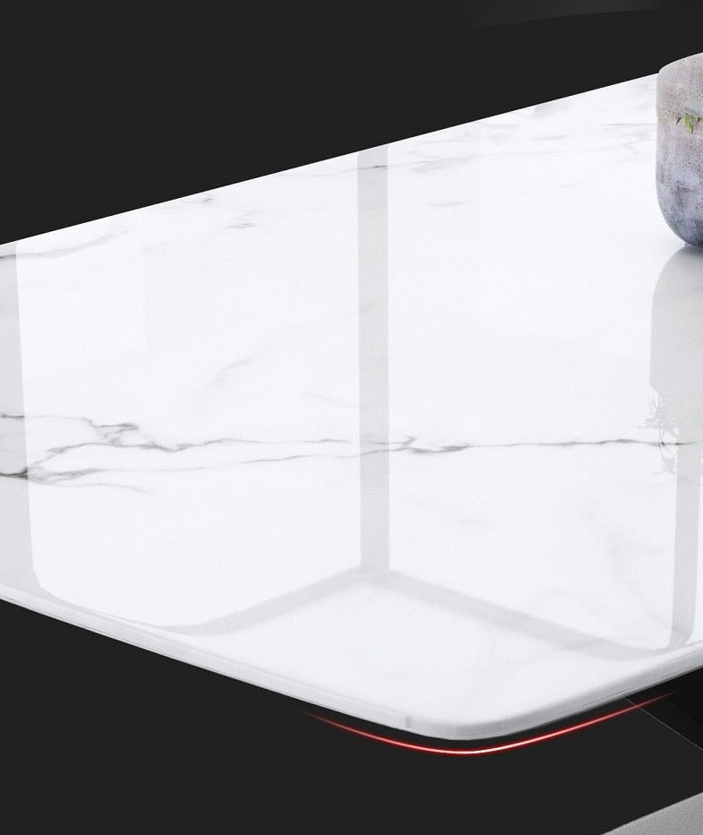 Dining Table Set Light Luxury Stainless Steel Marble Esstisch-Set Golden Dinning Table Sets