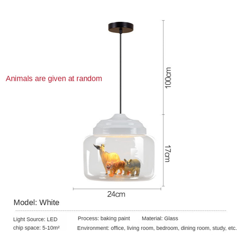 Children's Room Lighting Modern LED Glass Lampshade Animal Lighting Decor Pendant Lights