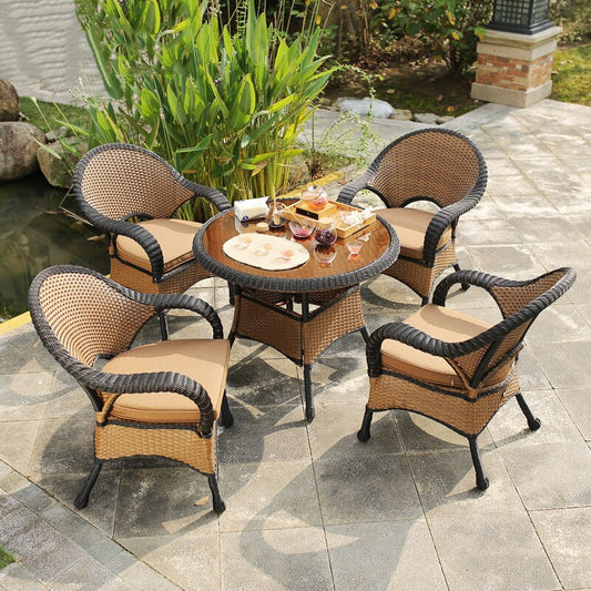 Outdoor Sets Balcony Garden Furniture Leisure Table Chairs European-Style Terrace Home Villa Rattan Outdoor Sets