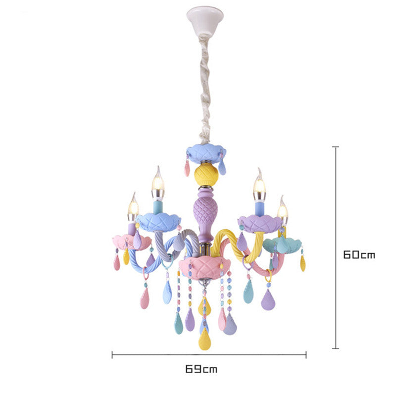 Children's Room Lighting Modern Rainbow LED Crystal European Lustres Kids Makaron Room Lights