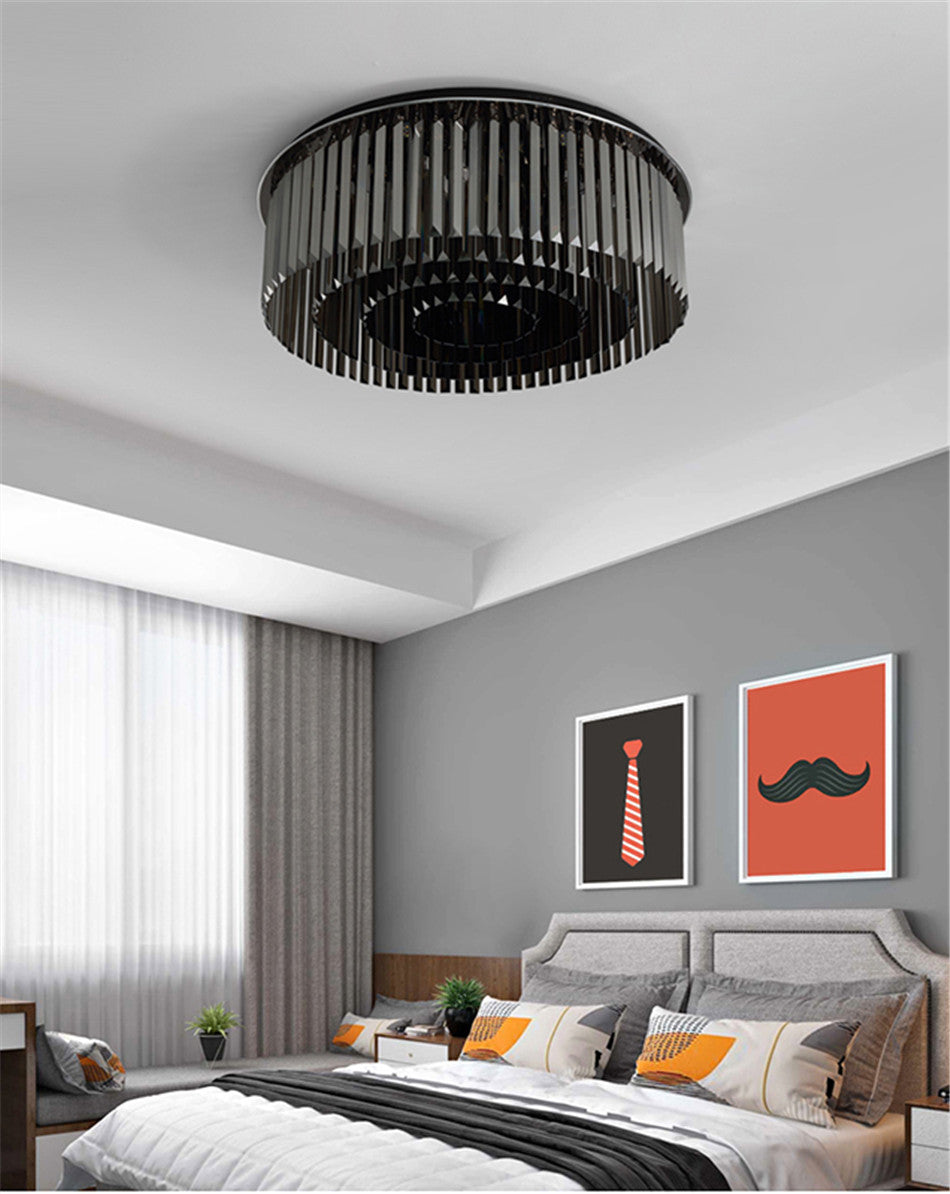 Chandelier Crystal Round Smoky Gray Lamps Bedroom Living Room Lighting Chandeliers