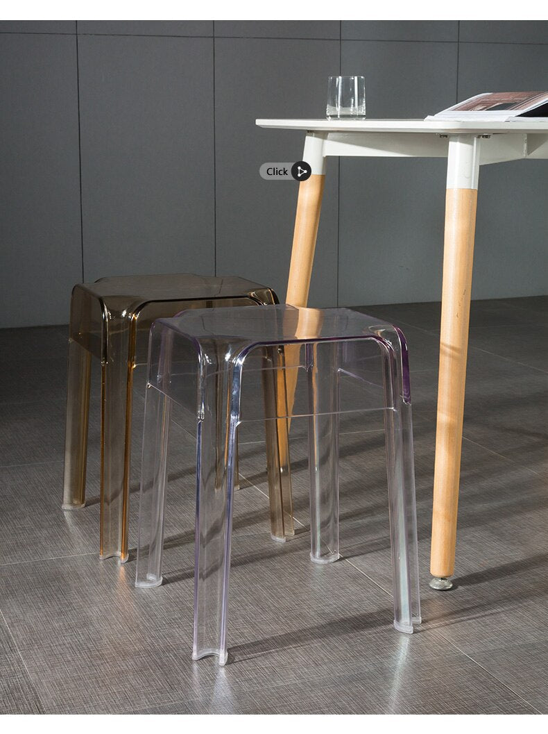 Ghost Chairs Nordic Stools Square Creative Transparent Plastic Chair Crystal Acrylic Stool