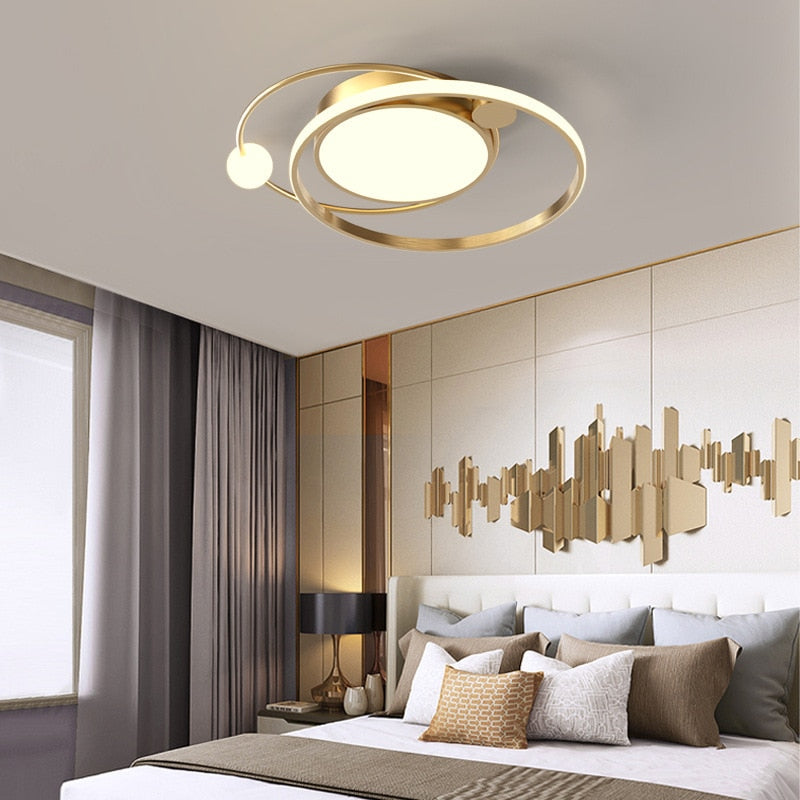 Ceiling Light Gold Modern Planet Led Nordic Round Lighting Fixture Ceiling Lights