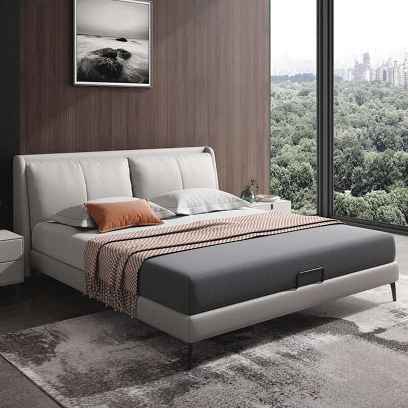 Master Bedroom Bed Italian Minimalist Leather Double Bed Luxury Nordic Soft Bed Sets