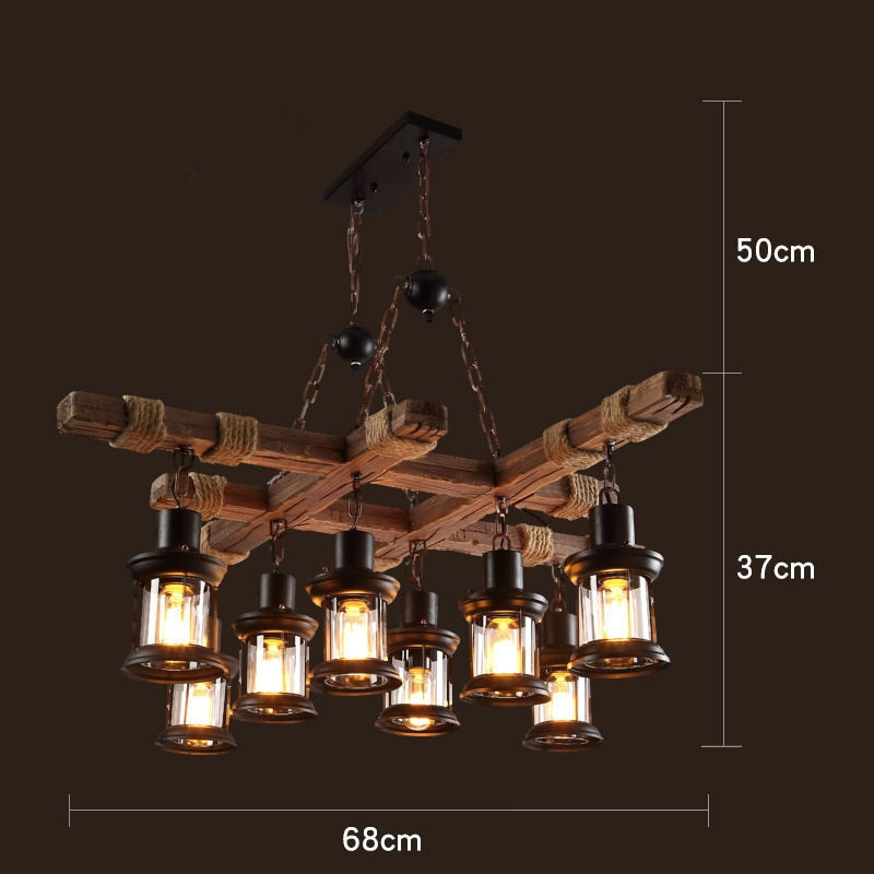 Pendant Light Antique Industrial Retro Wood E27 LED Ceiling Chandelier Wood Pendant Lights