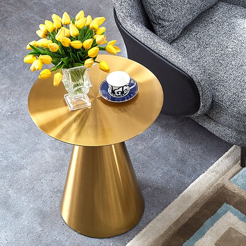 Round Table Nordic Style Metal Tea Couchtisch Living Room Shining Gold Corner Side Table