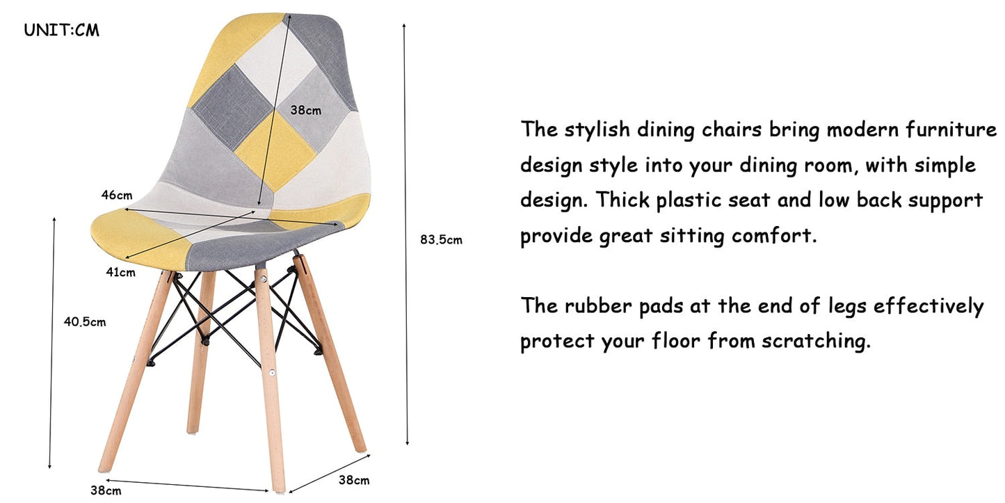 Dining Chairs Patchwork Fabric Nordic Round Esszimmerstühle Metal Bracket Chairs Sets