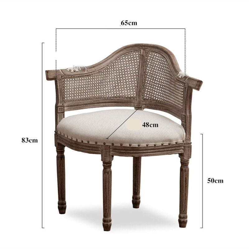 Dining Chair Antique Rattan Back Solid Wood Esszimmerstuhl Leisure Chairs