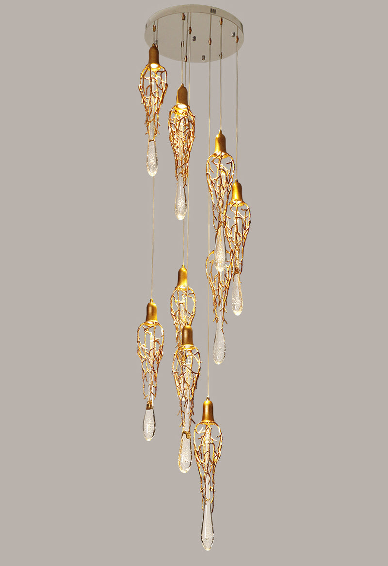 Chandelier Modern Brass Crystal Copper Pendant Hanging Glass Drops Pendant Lights