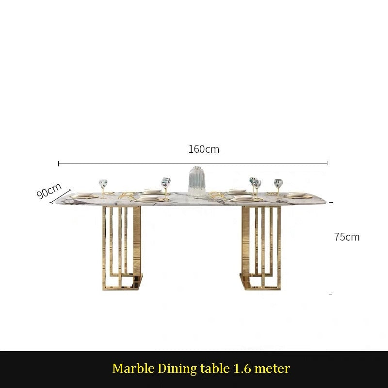 Dining Table Set Marble Stone Top Stainless Steel Leg Esstisch Set Rectangular Style Tables Sets