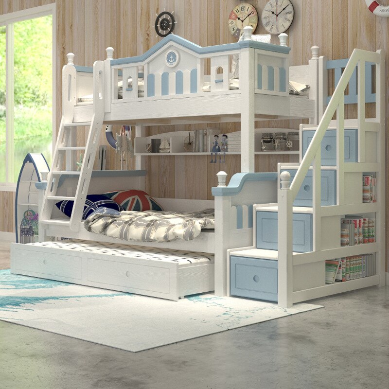 Kids Bed Solid Wood Top and Bottom Bunk Bed