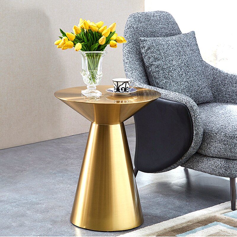 Round Table Nordic Style Metal Tea Couchtisch Living Room Shining Gold Corner Side Table