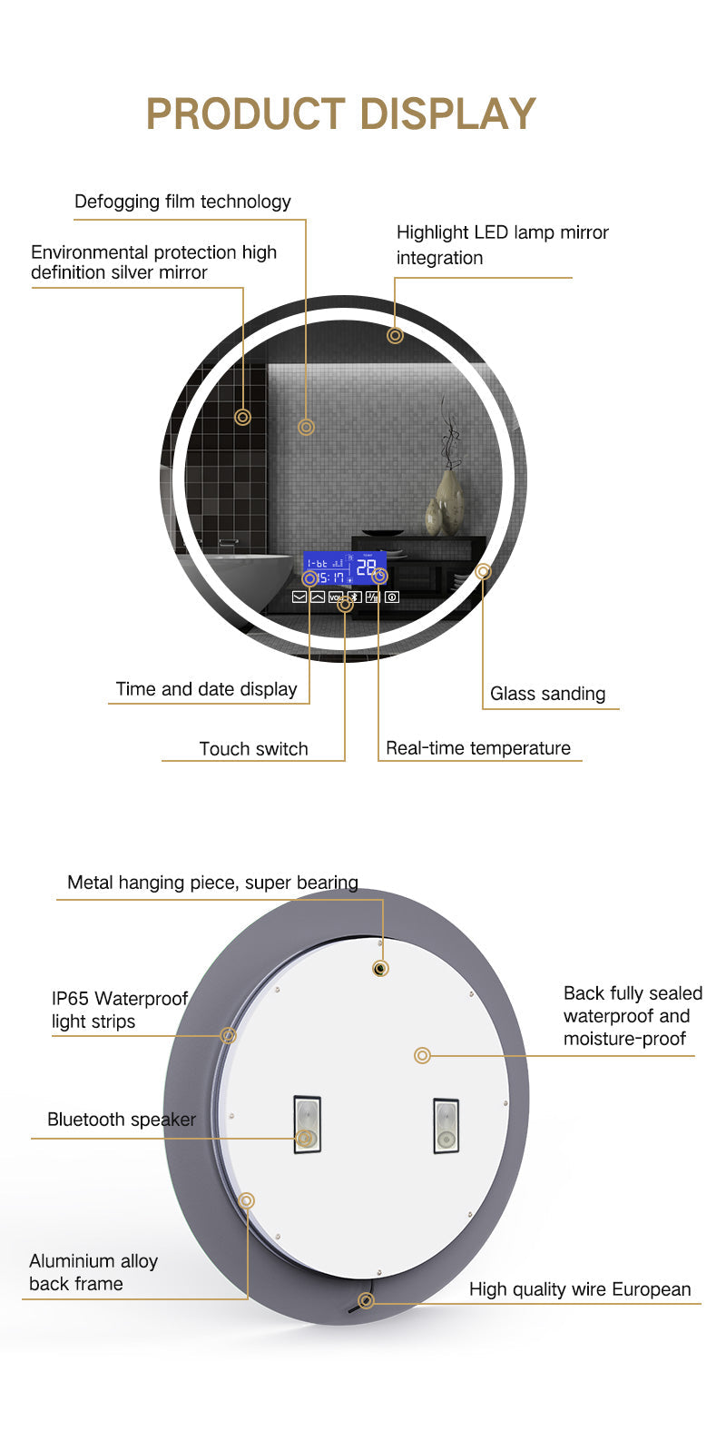 Smart Mirror Intelligenter LED Badezimmerspiegel / Intelligent LED Bathroom Mirror