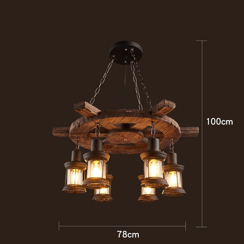 Pendant Light Antique Industrial Retro Wood E27 LED Ceiling Chandelier Wood Pendant Lights