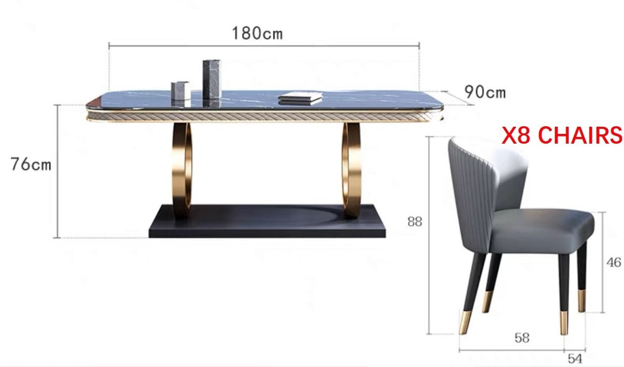 Dinning Tables Set Italian Stainless Steel Esstisch-Set Luxury Modern Marble Tables Sets