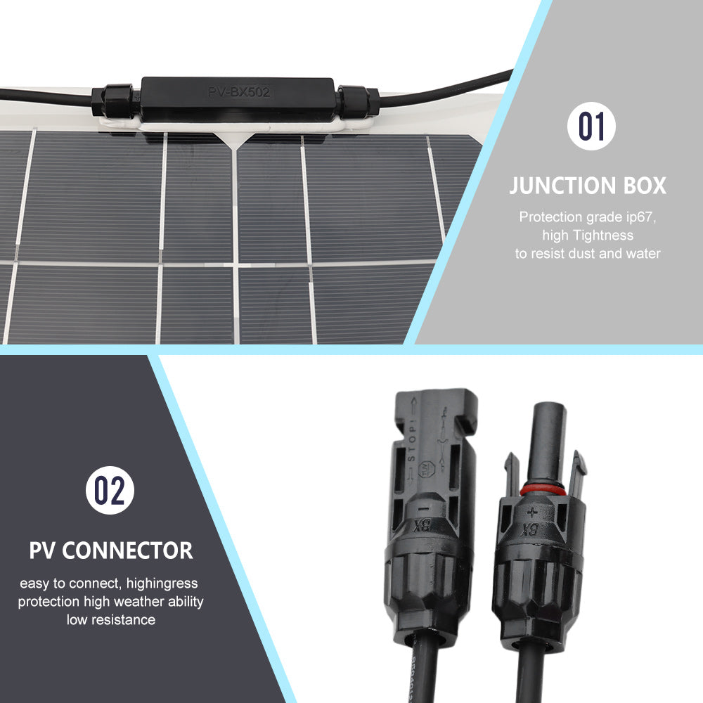 Solar Panel Complete Energy Kit Photovoltaic Flexible Set Battery Motorhome Charger