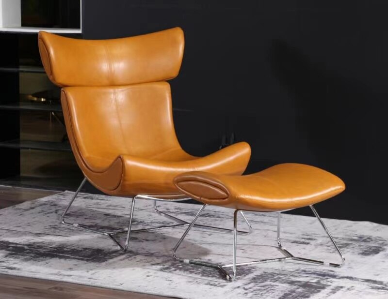 Wing Chair Fiberglass Leather Sessel Modern Lounge Leisure Wing Chairs