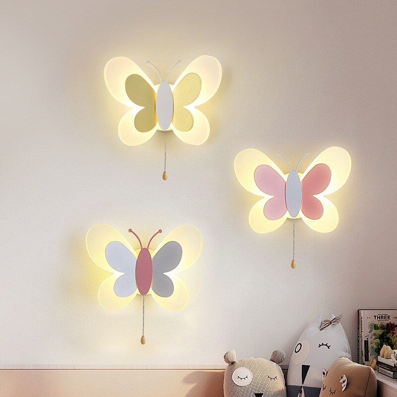 Wall Lamps Modern LED Sconce Nordic Cartoon Butterfly Kids Wall Lights