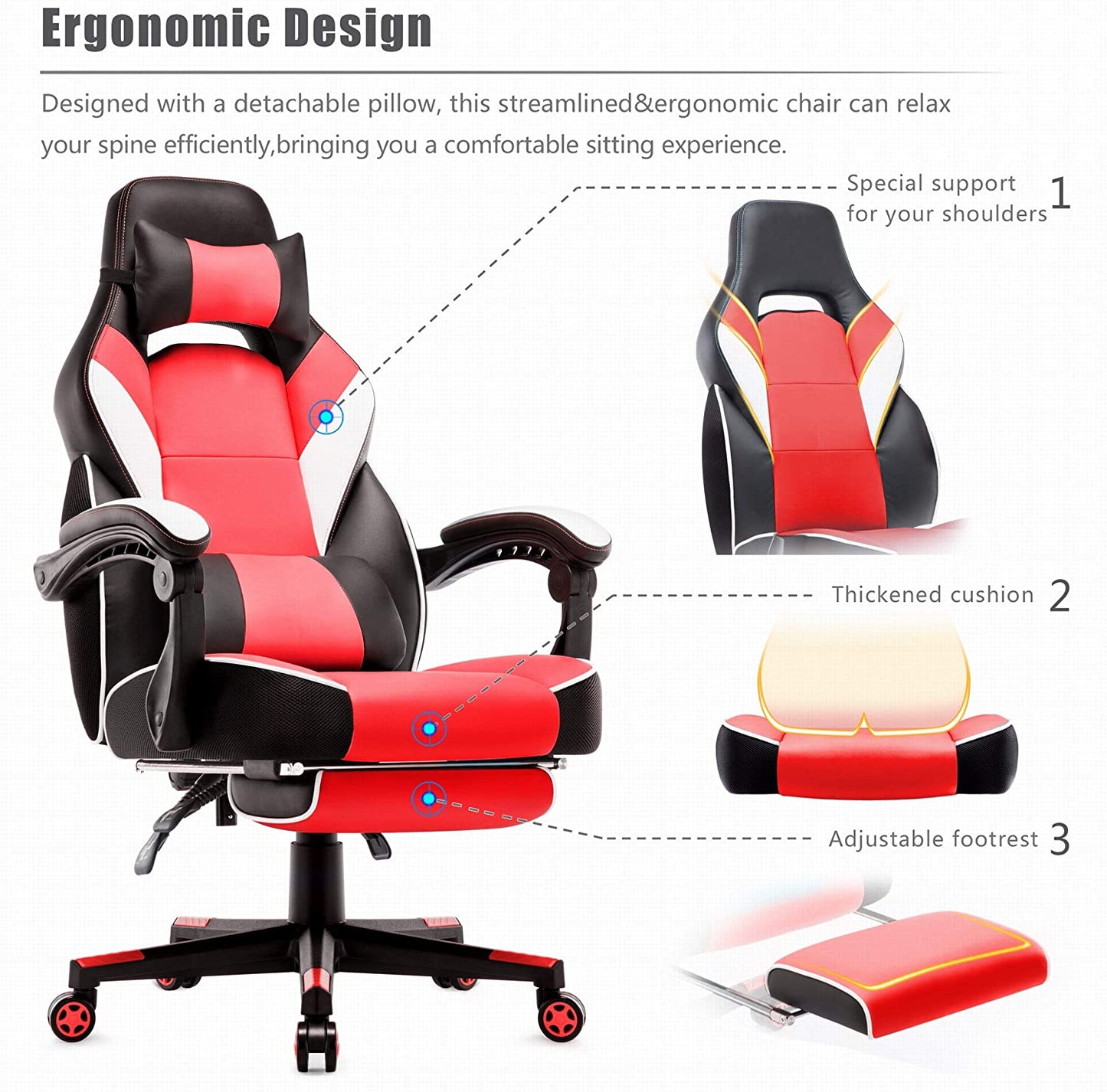 Game Chair Computer Gaming Chair With Ergonomic High Back Gamers Chairs