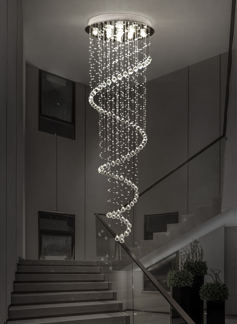 Chandelier New LED K9 Crystal Lights Long Staircase Chandeliers