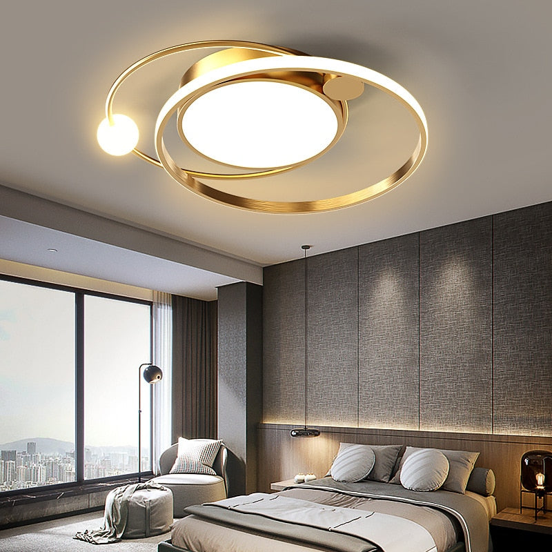 Ceiling Light Gold Modern Planet Led Nordic Round Lighting Fixture Ceiling Lights