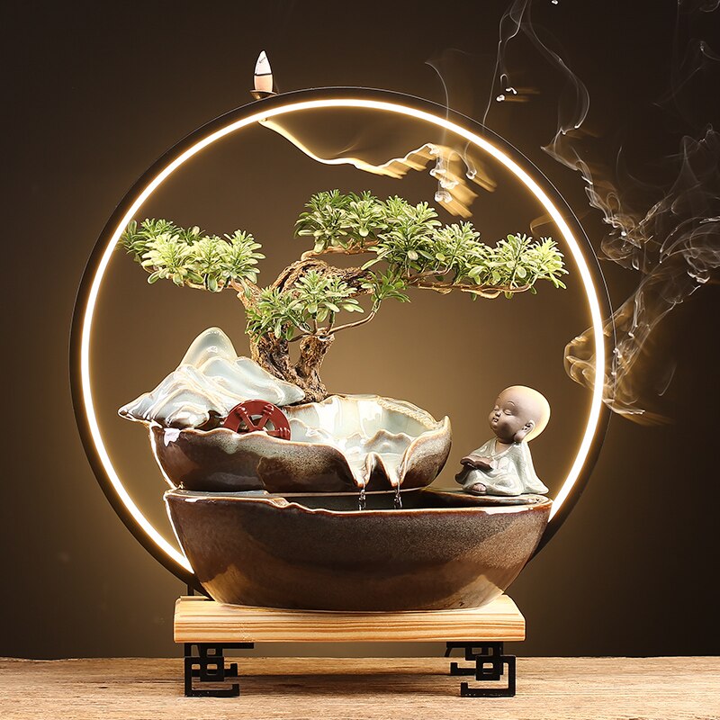 Incense Burner Zen Waterfall Retro Led Incense Burner Decorative Art