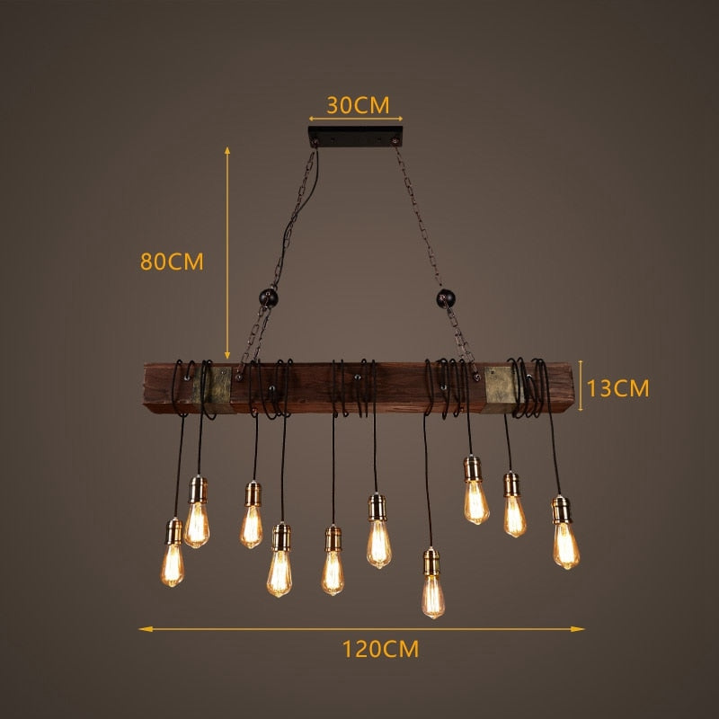 Pendant Light Antique Industrial Retro Wood E27 LED Ceiling Chandelier Wood Pendant Lights