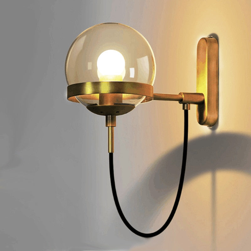 Wall Lamps Modern Glass Ball Sconce Bronze Golden Wall Lights