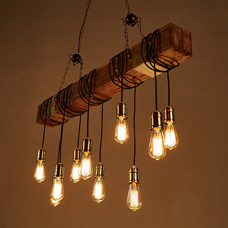 Pendant Light Antique Industrial Retro Wood E27 LED Ceiling Chandelier Wood Pendant Lights