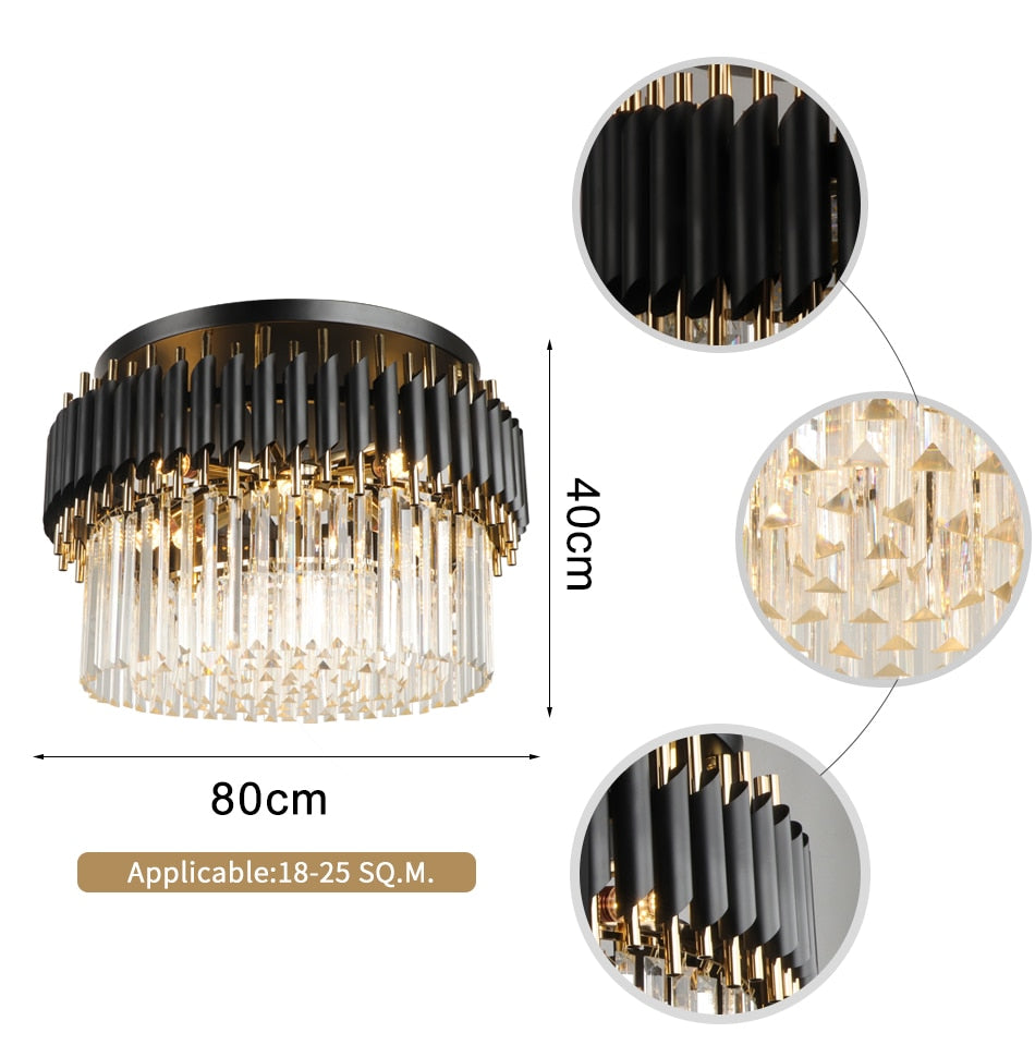 Ceiling Light Luxury Black Modern Home Crystal Ceiling Lights Fixture Leuchter