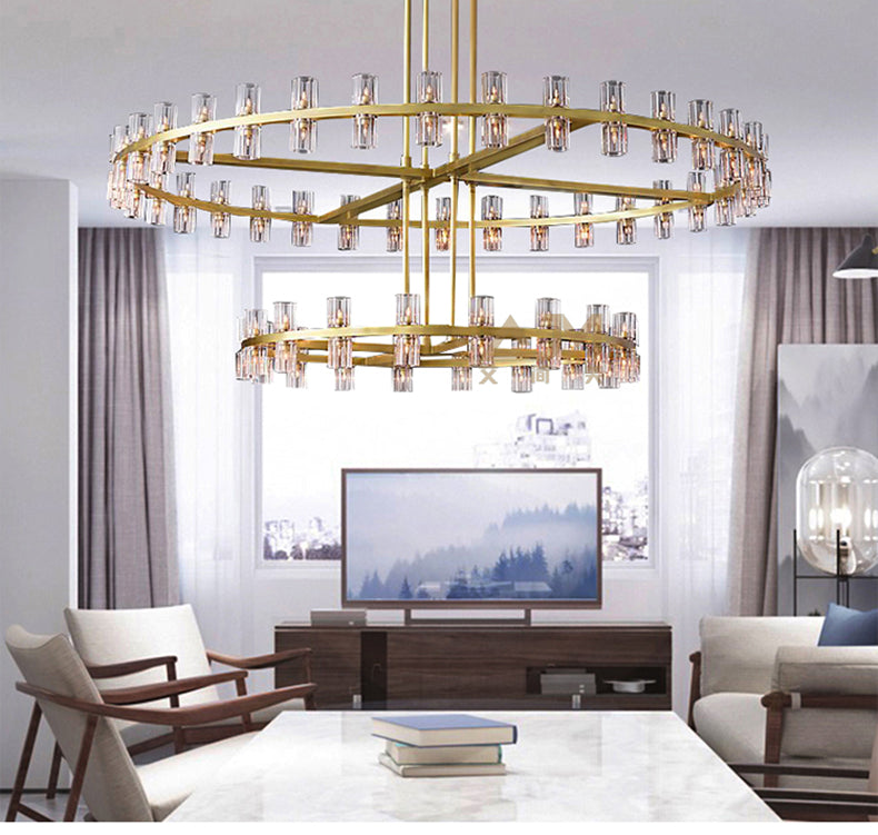 Pendant Light American G4 Led Chandelier Lustre K9 Crystal Gold Round Metal Led Pendant Lights