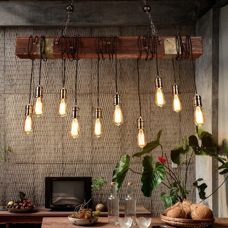 Pendant Light Antique Industrial Retro Wood E27 LED Ceiling Chandelier Wood Pendant Lights