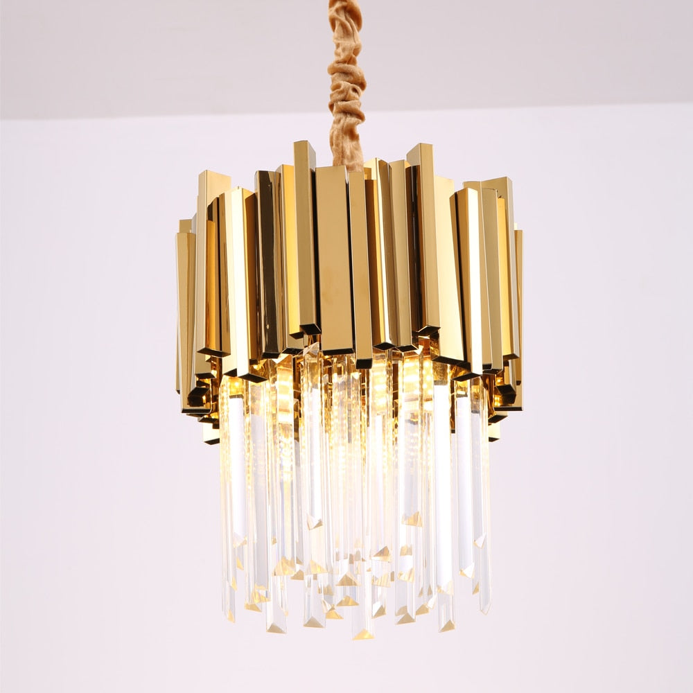 Pendant Light Modern Light Luxury Island Chain Cristal Light Stainless Steel Light Fixture Kronleuchter