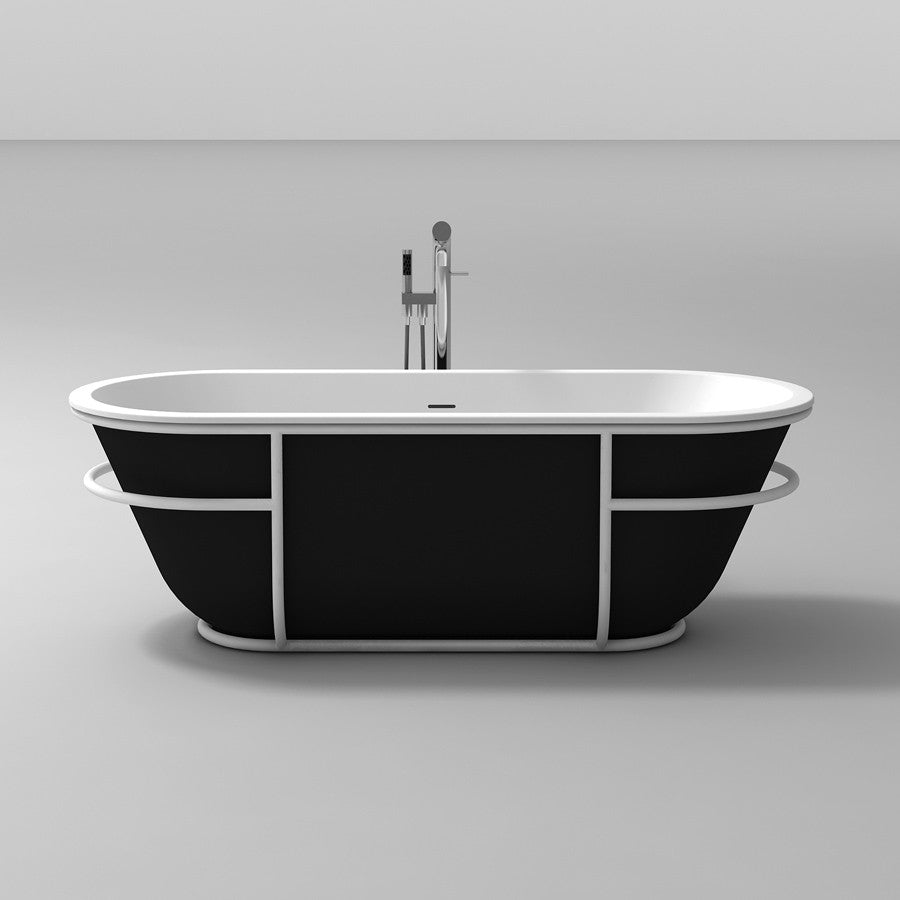 Bathtub Bathroom Solid Surface Resin Freestanding Badewanne Ovale Shape WIth Stainless Steel Bracks