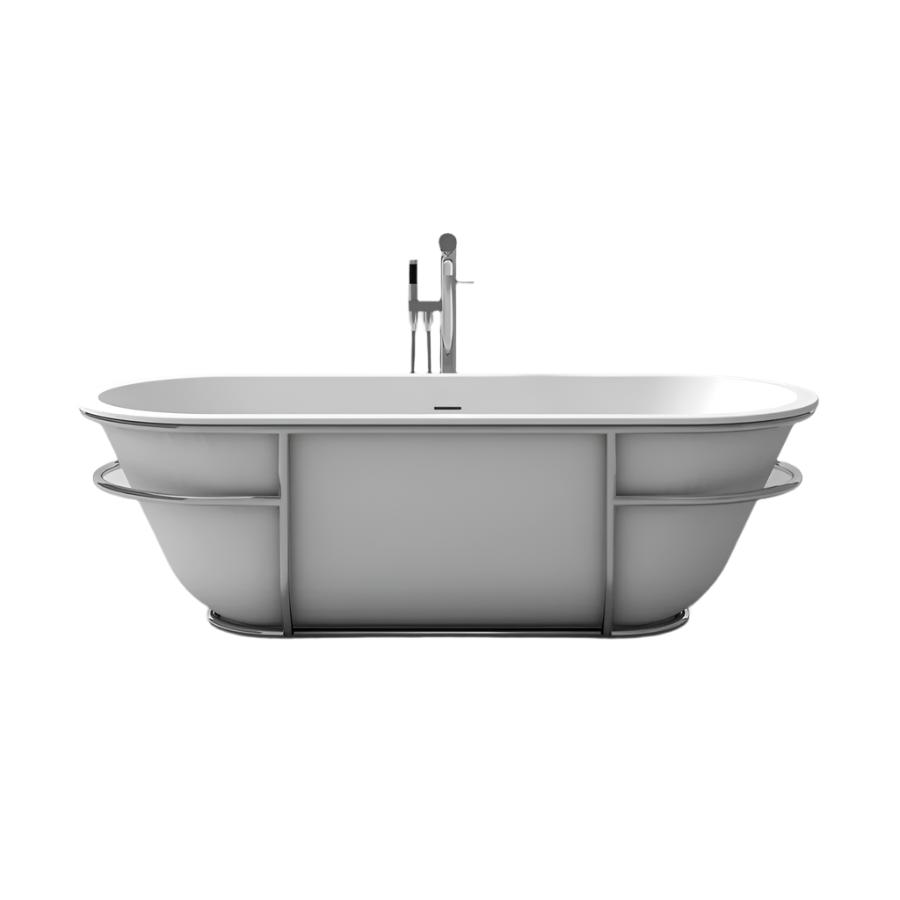 Bathtub Bathroom Solid Surface Resin Freestanding Badewanne Ovale Shape WIth Stainless Steel Bracks