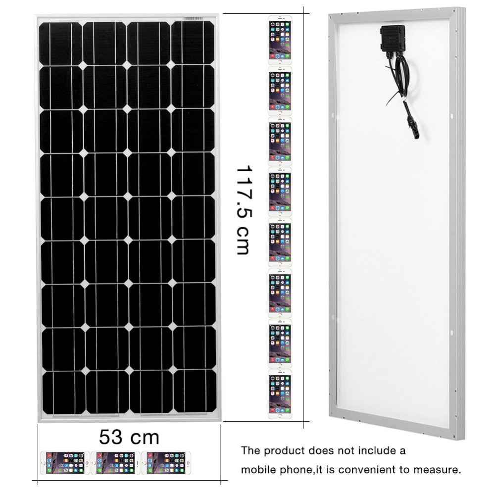 Solar Panel Waterproof Glass Solar Panels 100W -1400W 8V Monocrystalline Solar Board/RV Charge 12V