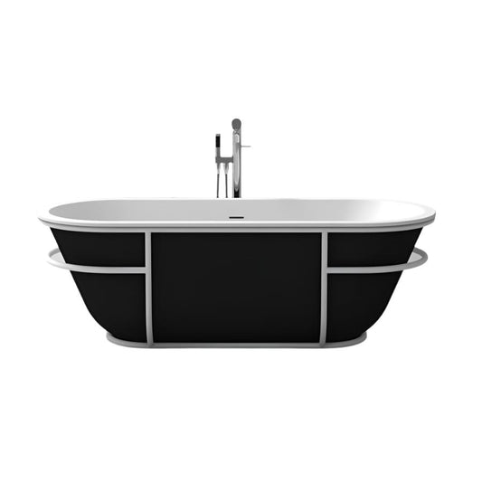 Bathtub Bathroom Solid Surface Resin Freestanding Badewanne Ovale Shape WIth Stainless Steel Bracks