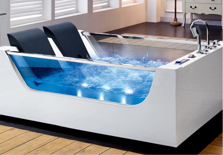 Bathtub Bathroom Fiberglass Whirlpool Badewanne Acrylic Hydromassage Surfing Colourful LED Light Bubble Bathtubs