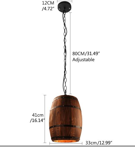 Pendant Lights American Country Natural Wood Wine Barrel E27 Pendant Lights