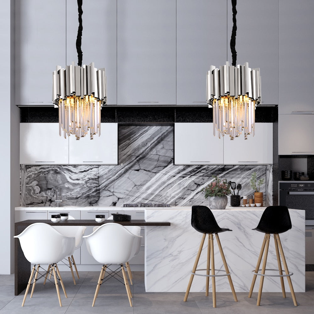 Pendant Light Modern Light Luxury Island Chain Cristal Light Stainless Steel Light Fixture Kronleuchter