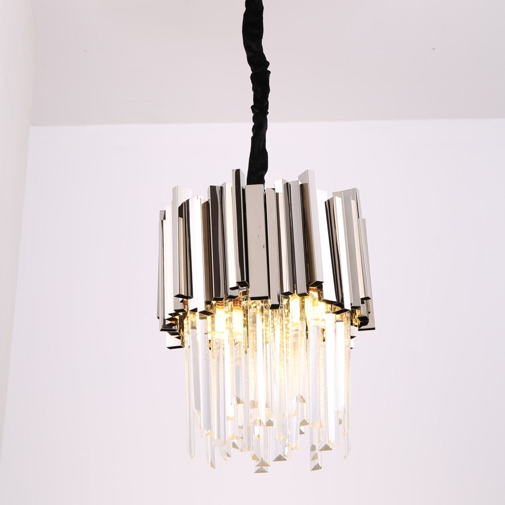 Pendant Light Modern Light Luxury Island Chain Cristal Light Stainless Steel Light Fixture Kronleuchter