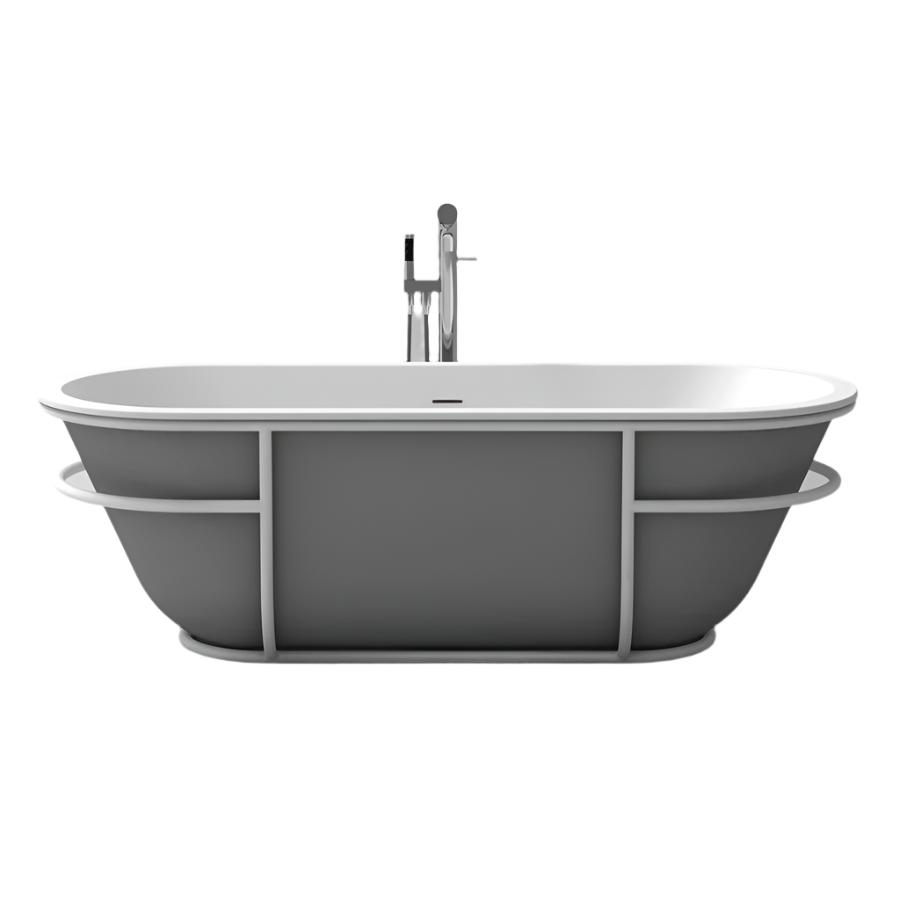 Bathtub Bathroom Solid Surface Resin Freestanding Badewanne Ovale Shape WIth Stainless Steel Bracks