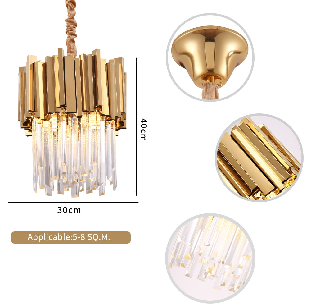 Pendant Light Modern Light Luxury Island Chain Cristal Light Stainless Steel Light Fixture Kronleuchter