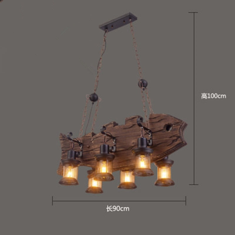 Pendant Light Antique Industrial Retro Wood E27 LED Ceiling Chandelier Wood Pendant Lights