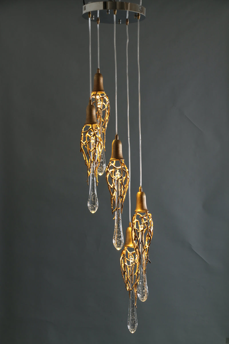 Chandelier Modern Brass Crystal Copper Pendant Hanging Glass Drops Pendant Lights