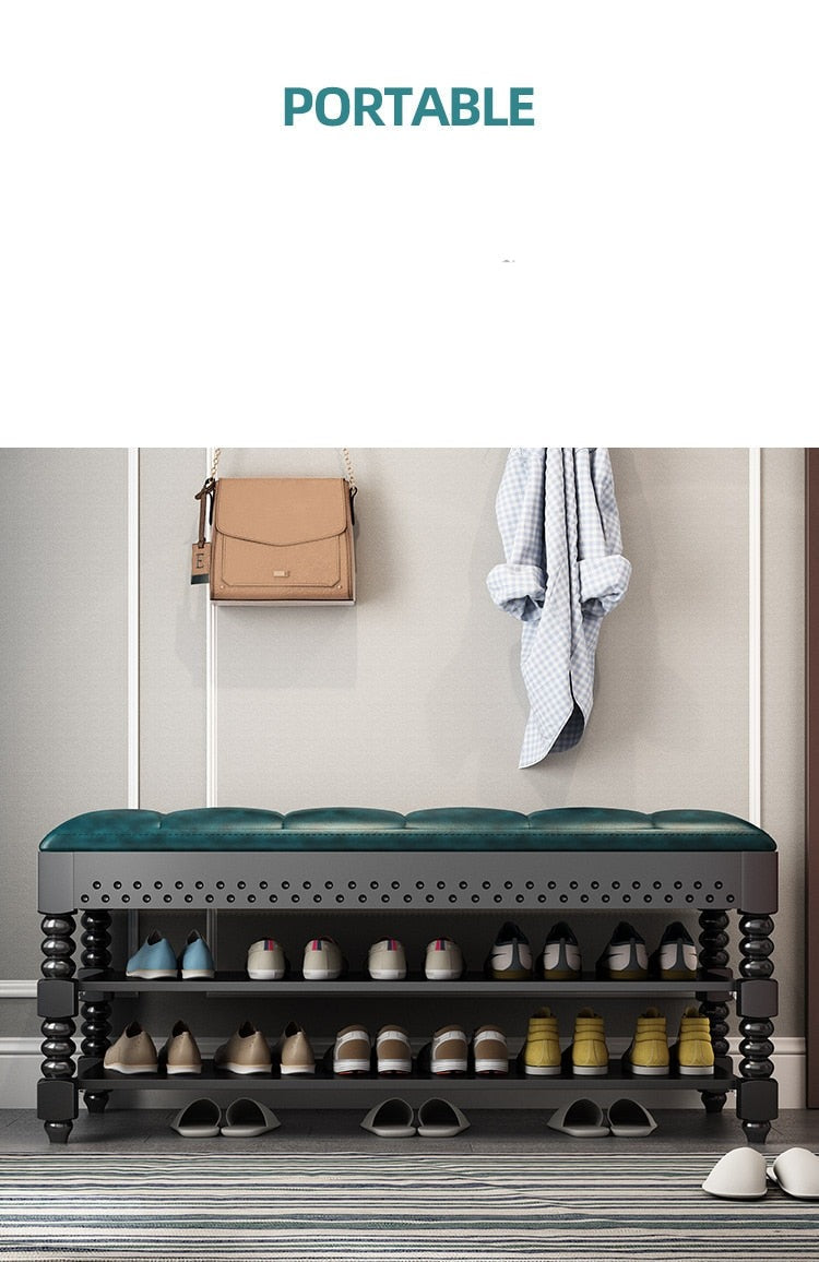 Shoe Cabinets Double Layer Shoemaker Bench Leather CuShoe Cabinets Double Layer Shoemaker Bench Leather Cushion Shoe Rack Schuhschränke Stoolshion Shoe Rack Schuhschränke Stool