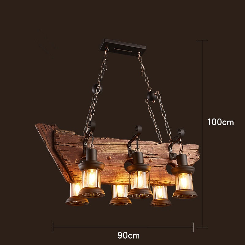 Pendant Light Antique Industrial Retro Wood E27 LED Ceiling Chandelier Wood Pendant Lights