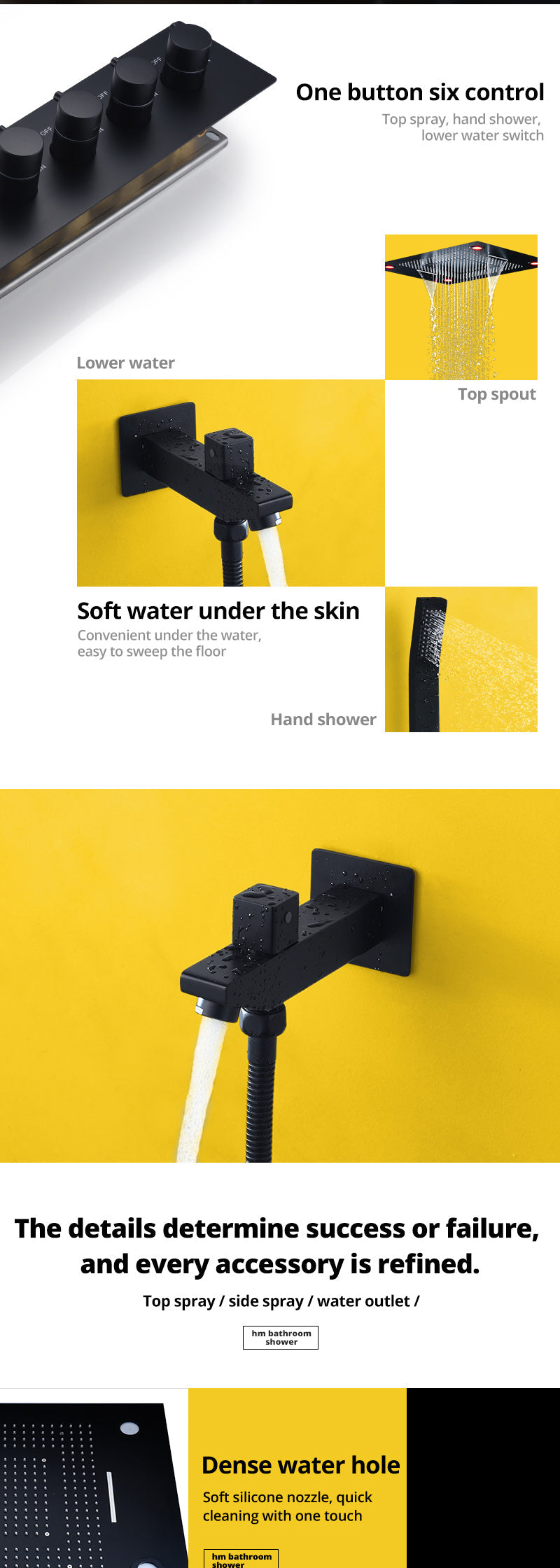 Shower Systems Duscharmatur Schwarz Matt Bad Accessoires//Shower Tap