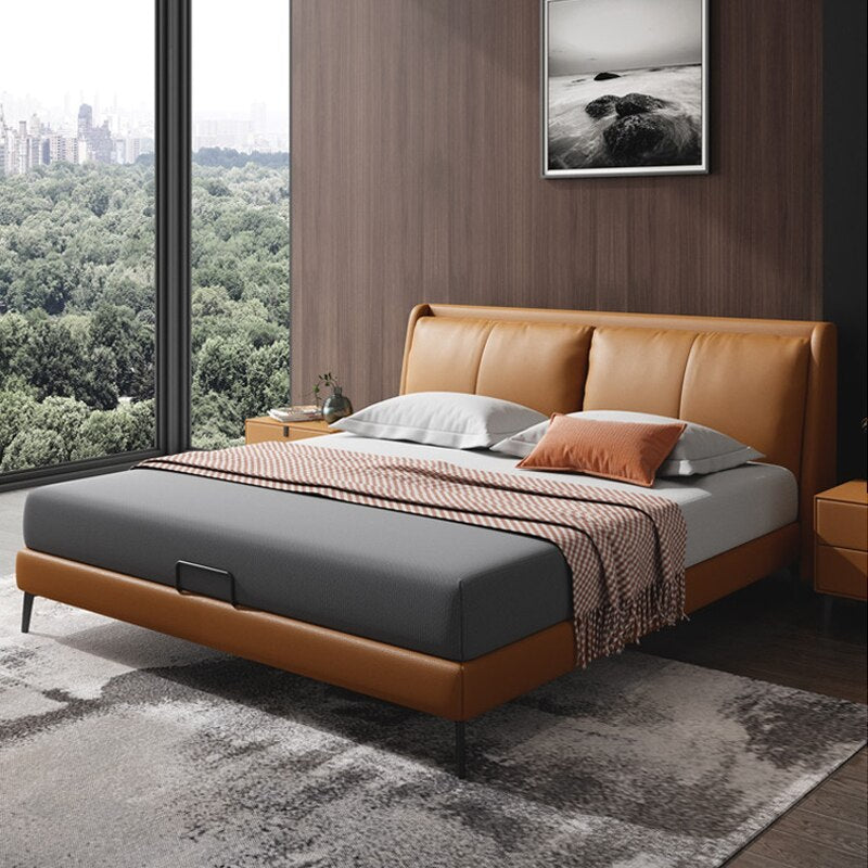 Master Bedroom Bed Italian Minimalist Leather Double Bed Luxury Nordic Soft Bed Sets